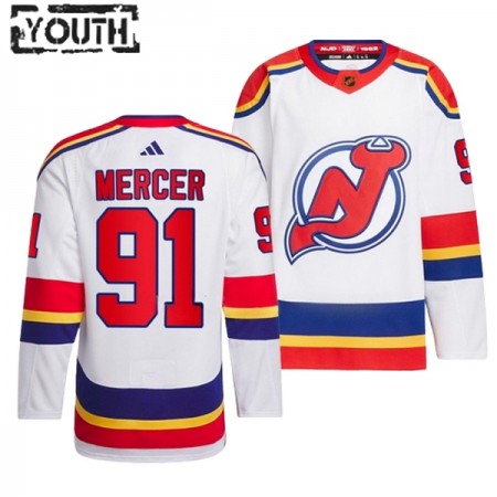 Barn Ishockey New Jersey Devils tröja Dawson Mercer 91 Adidas 2022-23 Vit Reverse Retro 2.0 Authentic